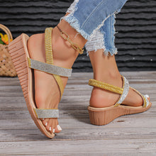 Load image into Gallery viewer, Fashion Rhinestone Wedge Sandals Bohemian Ethnic Style Open Toe Summer Vacation Roman Shoes For Women